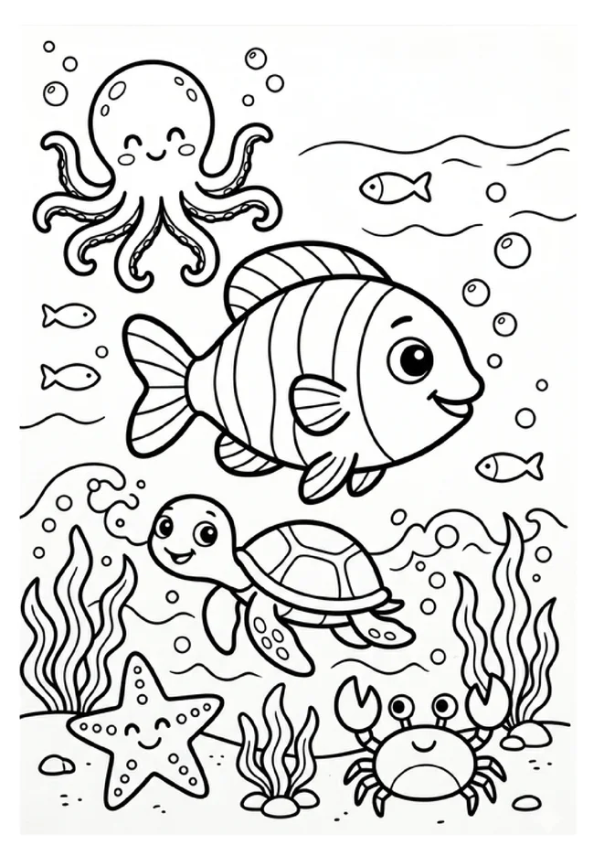 Desenhos para colorir fundo do mar para imprimir e colorir - imagem 2